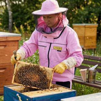 Bluza pszczelarska z kapeluszem - fioletowa - Lysoň, rozmiar: S-XXL